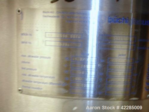 Used Buchi Reactor Train consisting of: (1) Buchi 160 liter glass reactor, 600mm diameter, removable dish top, dish bottom. Internal rated -1/+0.3 bar (-14.5/4.3 psig) +200/-60 deg C, jacket rated -1...