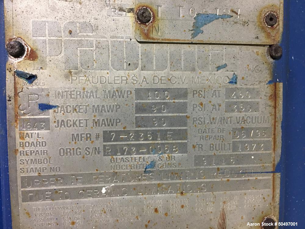 Used Pfaudler Glass Lined Reactor
