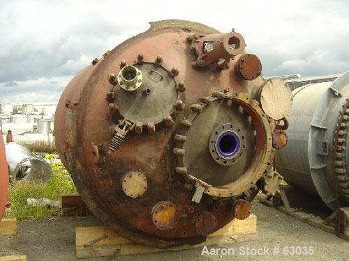 Used Pfaudler Glass Lined Reactor, Type E12000. Working capacity 3175 gallon (12,000 liter). 7'8" diameter x 13' straight side (2500 mm dia x 2900 mm st side). Welded top cover. Jacketed, rated for 9...
