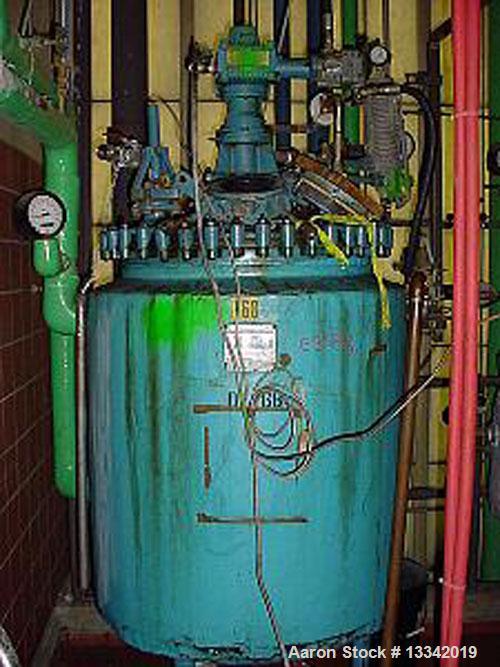 Used-Pfaulder 100 Gallon 3315 Glass Reactor, Glass Lined.  32" Diameter x 36" with dish bottom, clamp top, vertical. Assorte...