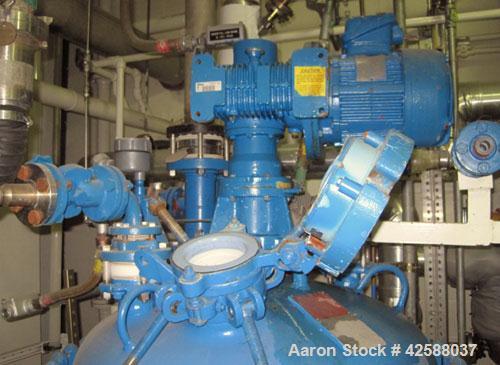 Used Pfaudler Glass Lined Reactor, 50 gallon, model E32-50-100-150. 32'' Diameter x 12'' straight side. 2:1 Elliptical bolt on head, 2:1 elliptical bottom. Internal rated 100 psi/FV at -20 to 450 deg...