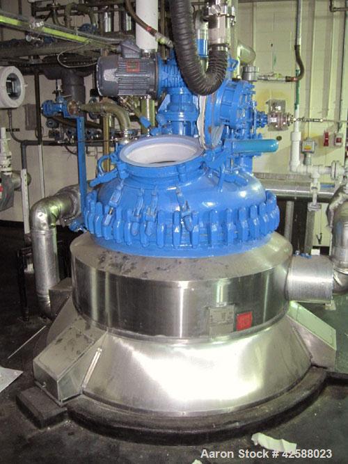 Used Pfaudler Glass Lined Reactor, 200 gallon, model E40-200-100-150. 40" Diameter x 30" straight side. 2:1 Elliptical bolt on head, 2:1 elliptical bottom. Internal rated 100 psi/FV at -20 to 450 deg...