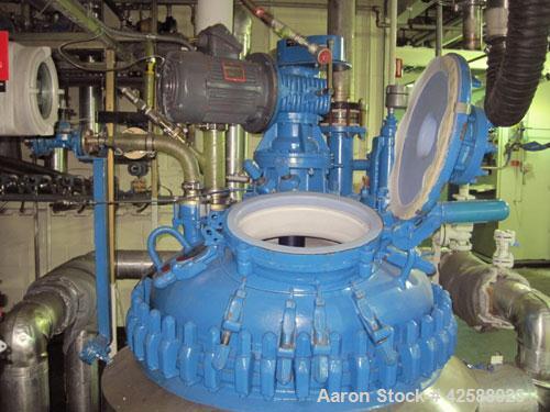 Used Pfaudler Glass Lined Reactor, 200 gallon, model E40-200-100-150. 40" Diameter x 30" straight side. 2:1 Elliptical bolt on head, 2:1 elliptical bottom. Internal rated 100 psi/FV at -20 to 450 deg...