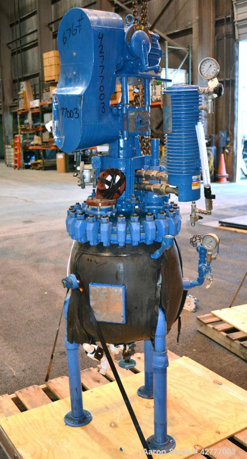 Used Pfaudler Clamp Top Glass Lined Reactor, 10 Gallon, 3315 Blue Glass. Vertical. Approximately 14’’ diameter x 14’’ straight side, dished bolt on top, dish bottom. Internal rated 148/FV psi at 450 ...