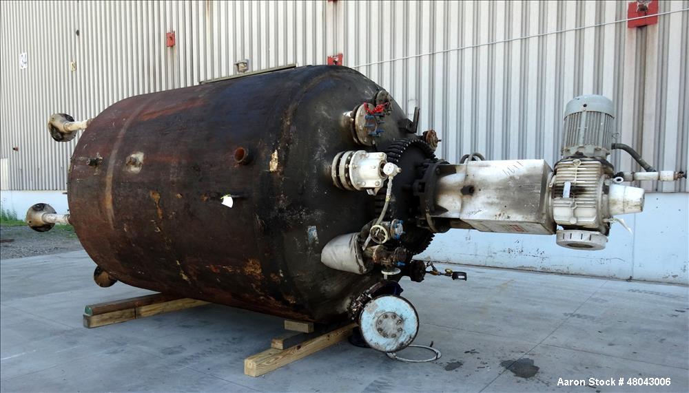 Used Pfaudler Glass Lined Reactor, 4,000 Gallon, 3315 Blue Glass, Vertical.