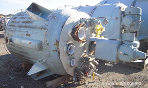 Used Pfaudler K Series Glass Lined Dual Rated, Lethal Service Reactor, 1000 gallon, 9129 white glass, model KC-60-1000-100-90. 60" diameter x 72" straight side, dished top and bottom. Internal rated ...