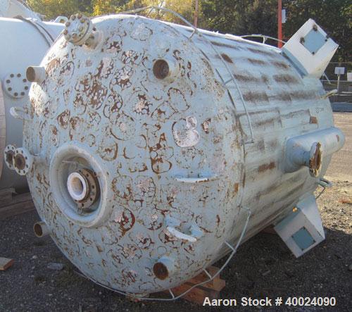 Used Pfaudler K Series Glass Lined Dual Rated, Lethal Service Reactor, 1000 gallon, 9129 white glass, model KC-60-1000-100-90. 60" diameter x 72" straight side, dished top and bottom. Internal rated ...