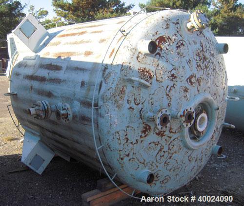 Used Pfaudler K Series Glass Lined Dual Rated, Lethal Service Reactor, 1000 gallon, 9129 white glass, model KC-60-1000-100-90. 60" diameter x 72" straight side, dished top and bottom. Internal rated ...