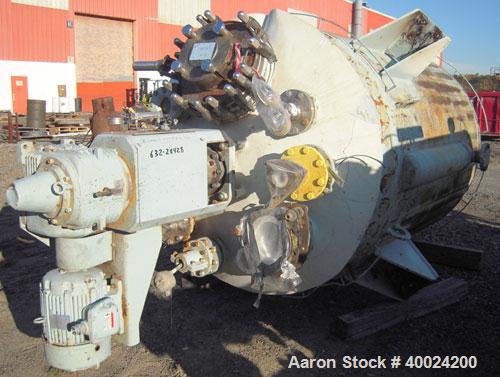 Used Pfaudler K Series Glass Lined Dual Rated, Lethal Service Reactor, 1000 gallon, 9129 white glass, model KC-60-1000-100-90. 60" diameter x 72" straight side, dished top and bottom. Internal rated ...