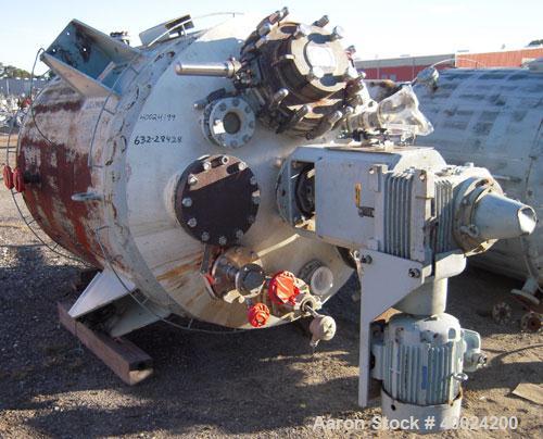 Used Pfaudler K Series Glass Lined Dual Rated, Lethal Service Reactor, 1000 gallon, 9129 white glass, model KC-60-1000-100-90. 60" diameter x 72" straight side, dished top and bottom. Internal rated ...