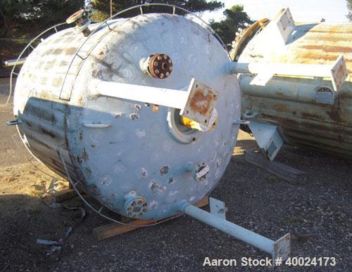 Used Pfaudler K Series Glass Lined Reactor, 750 gallon, 9129 white glass, model KC-60-750-100. 60" diameter x 60" straight side, dished top and bottom. Internal rated 100 psi/fv at 450 deg.f. or 70/f...