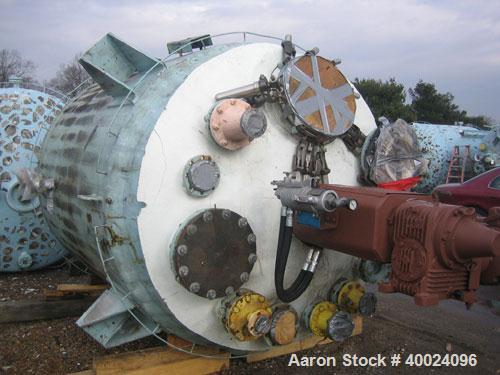 Used Pfaudler K Series Glass Lined Reactor, 2000 gallon, 9129 white glass, model KC-78-2000-100-90. 78" diameter x 84" straight side, dished top and bottom. Internal rated 100 psi/fv at -20 to 450 de...