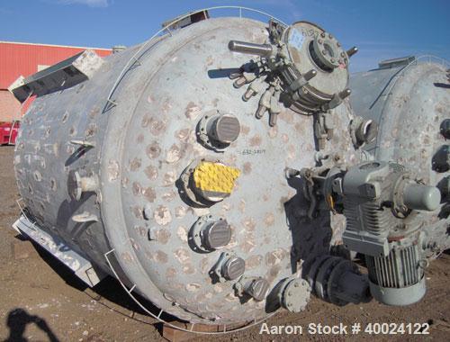Used Pfaudler K Series Glass Lined Reactor, 2500 gallon, 9129 white glass, model KC-84-2500-100-90. 84" diameter x 94" straight side, dished top and bottom. Internal rated 100 psi/fv at -20 to 450 de...