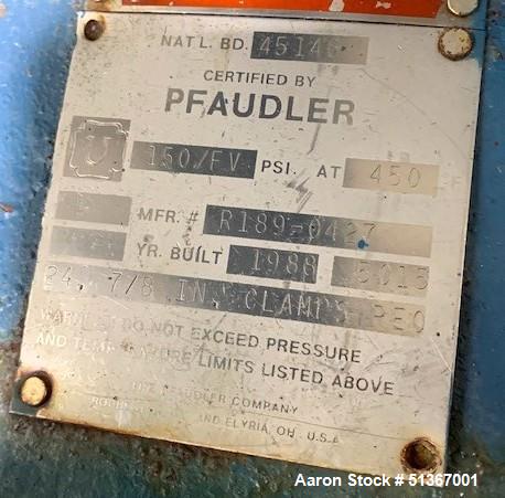 Used Pfaudler Glass Lined Reactor, 50 Gallons
