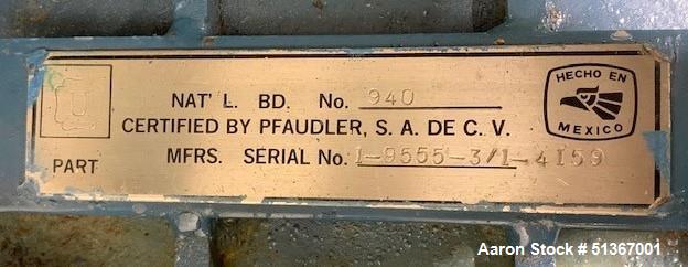 Used Pfaudler Glass Lined Reactor, 50 Gallons
