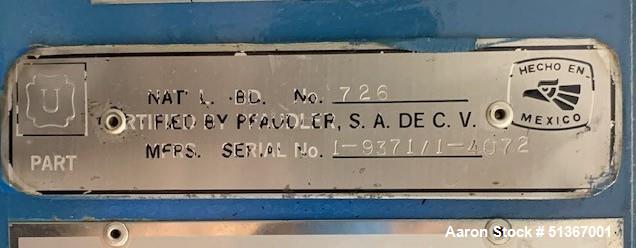 Used Pfaudler Glass Lined Reactor, 50 Gallons
