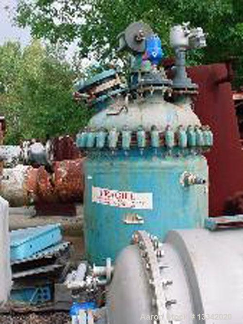 Used-Pfaulder 100 Gallon Glass Lined Reactor.  30" Diameter x 32" with dished top/bottom, vertical; 8" tsg, (4) 4" ti, 3" tc...