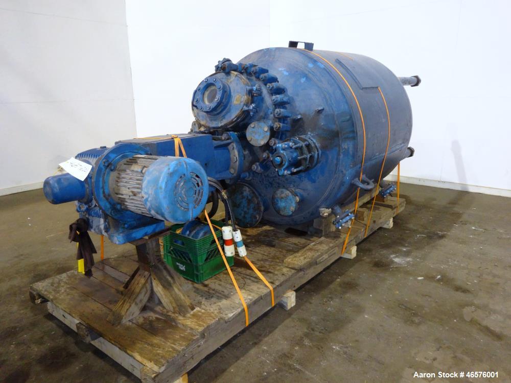 Used Pfaudler Closed Top Glass Lined Reactor, 500 Gallon, Vertical.