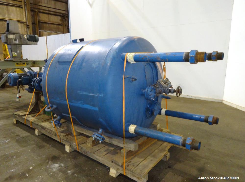 Used Pfaudler Closed Top Glass Lined Reactor, 500 Gallon, Vertical.