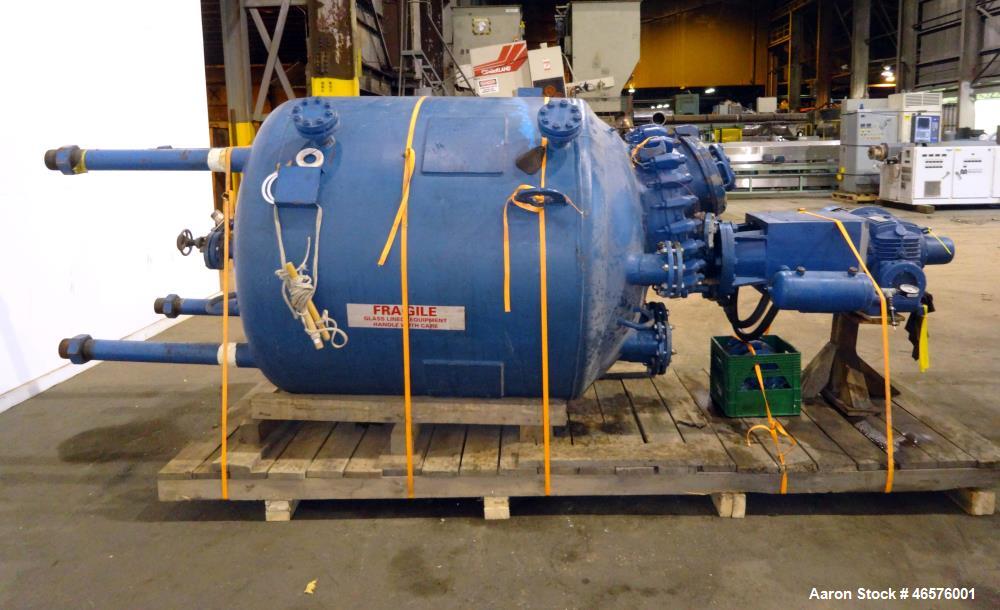 Used Pfaudler Closed Top Glass Lined Reactor, 500 Gallon, Vertical.