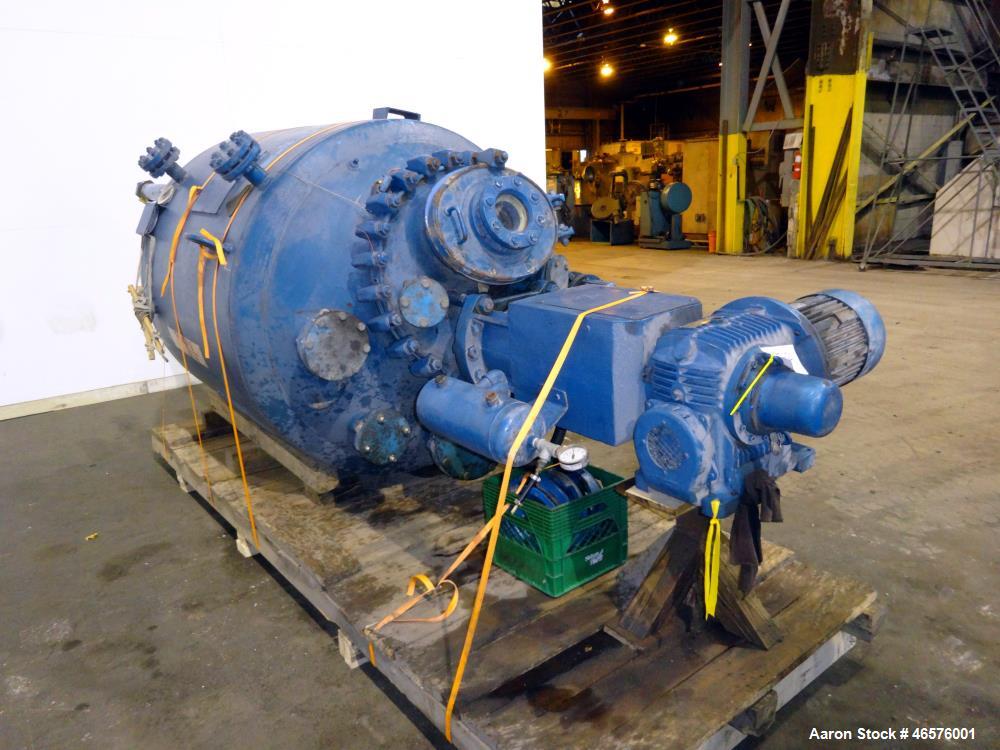 Used Pfaudler Closed Top Glass Lined Reactor, 500 Gallon, Vertical.