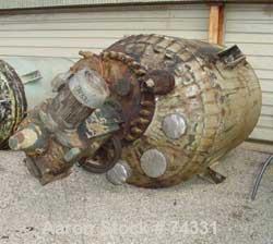 USED: Pfaudler 1000 gallon glass lined reactor. 60" x 72" straightside. Internal rating 100 psi/FV @ 450 deg F. Jacket rated 90 psi @450 deg F. Complete with a 5RW fixed gear drive system 18:1 overal...