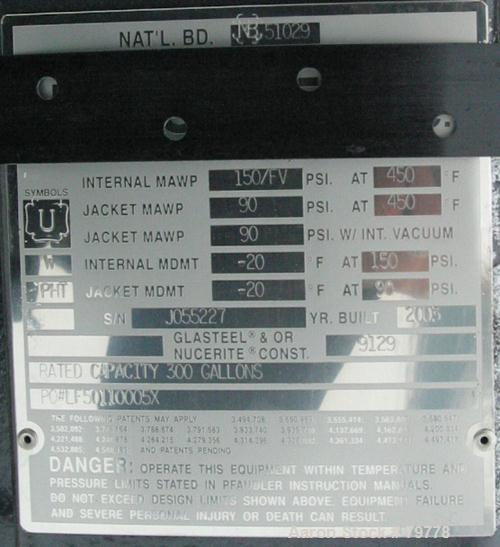 Unused-UNUSED: Pfaudler glass lined reactor body, 300 gallon, RA48-300-150-90. 48" diameter x 33" straight side. Dished top and bottom. Internalrated 150/FV psi at 450 deg F. Carbon steel jacket rate...