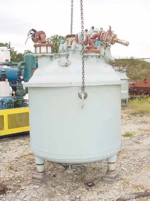 USED:Pfaudler closed tank glass lined reactor, model RA48-300,300 gallon, vertical. 9115 glass. 48" diameter x 36" straight side.Semi-elliptical top and bottom. Internal rated 100 psi/FV at 450 deg F...