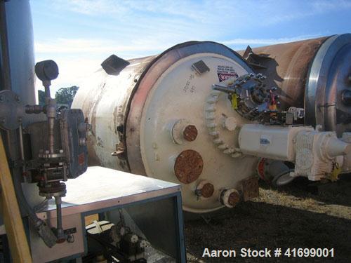 Used Pfaudler Glass Lined Reactor, 2000 Gallon, Model RA78-2000-100-90, 9119 Blue Glass, Vertical. Internal rated 100 psi/FV at 450 deg.f., and -76 deg.f. at 40 psi, jacket rated 90 psi at 450 deg.f....