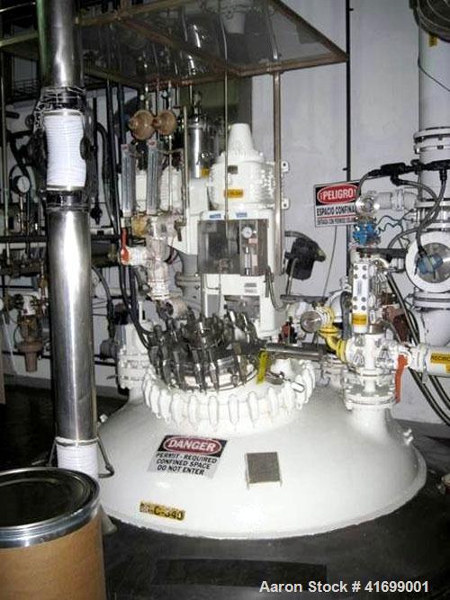 Used Pfaudler Glass Lined Reactor, 2000 Gallon, Model RA78-2000-100-90, 9119 Blue Glass, Vertical. Internal rated 100 psi/FV at 450 deg.f., and -76 deg.f. at 40 psi, jacket rated 90 psi at 450 deg.f....