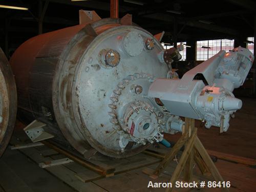 USED: Pfaudler glass lined reactor, 2000 gallon, 9129 glass. Approx 78" diameter x 84" deep, dished top and bottom. Internal rated 100/FV at 450 deg F, carbon steel jacket rated 90 psi at 450 deg F. ...