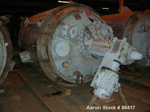 USED: Pfaudler glass lined reactor, 2000 gallon, 9129 glass. Approx 78" diameter x 84" deep, dished top and bottom. Internal rated 100/FV at 450 deg F, carbon steel jacket rated 90 psi at 450 deg F. ...