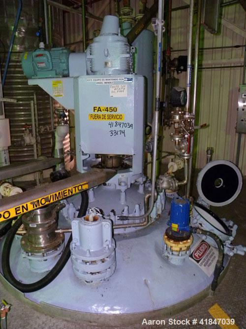 Used Pfaudler Glass Lined Reactor, 3000 gallon, model RA96-3000-100-90, 9129 white glass with calibration lines, vertical. Approximately 96" diameter x 96" straight side. Dished top and bottom. Inter...