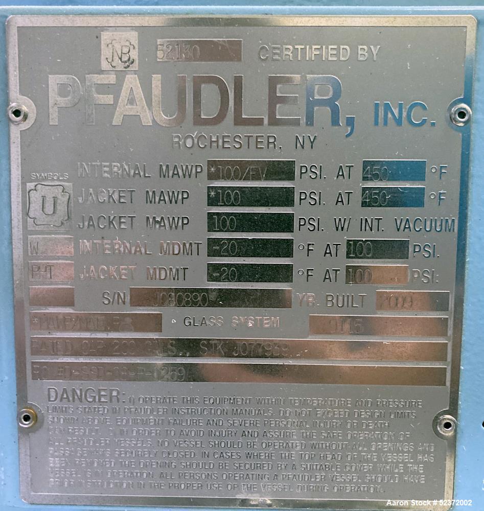 Used Pfaudler 200 Gallon Glass Lined Reactor
