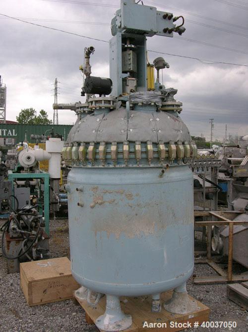 Used: Pfaudler glass lined clamp top reactor, 200 gallon, model RT40-200-10-100, 9125 white glass. Approximately 40" diameter x 45" straight side. Clamp dish top, dish bottom. Intenal  rated  100/fv ...