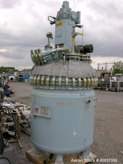 Used: Pfaudler glass lined clamp top reactor, 200 gallon, model RT40-200-10-100, 9125 white glass. Approximately 40" diameter x 45" straight side. Clamp dish top, dish bottom. Intenal  rated  100/fv ...