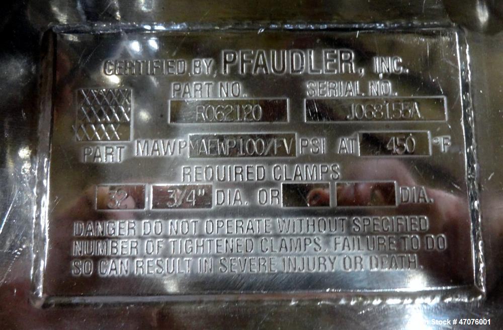 Used Pfaudler RX Series Pharmaceutical Glass Lined Reactor, 75 Gallon, Vertical