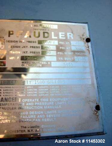 Unused- Pfaudler Glass Lined Reactor Body, 1500 Gallon