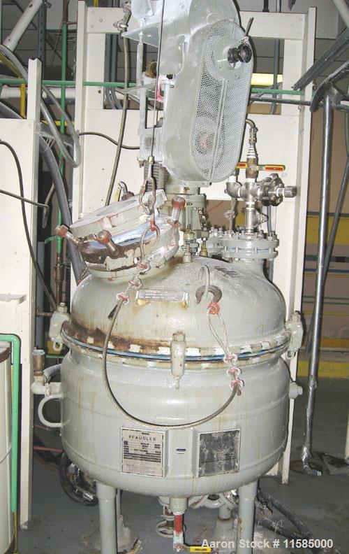 Unused-Used: 50 gallon Pfaudler glass lined reactor, 32" diameter, clamped top. Internal rated 100 psi/full vacuum @450 deg ...