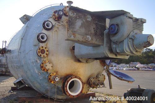 Used Pfaudler K Series Glass Lined Reactor, 4000 gallon, 9129 white glass with calibration lines. Approximately 8' diameter x 9'6" straight side, dished top and bottom. Internal rated 125 psi and ful...