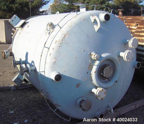 Used Pfaudler K Series Glass Lined Reactor, 1000 gallon, 9129 white glass with calibration lines. Approximately 5' diameter x 6' straight side, dished top and bottom. Internal rated 125 psi and full ...