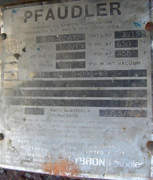 Used Pfaudler 3000 Gallon Glass Lined Reactor Body with Covers. Model RA-96. 96" Diameter x 77" Straight Side. Dished Heads. Internal Rated 100 PSI/Full Vacuum @ 650 Deg. F. Jacket Rated 90 PSI @ 450...
