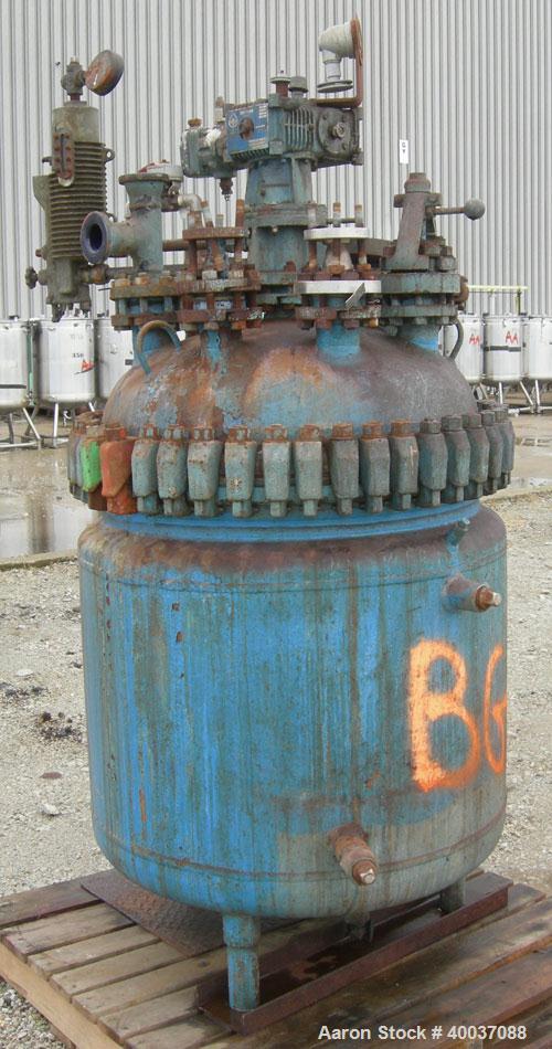 Used: Pfaudler glass lined clamp top reactor, 100 gallon, 3315 glass. Approximately 28" diameter x 30" straight side. Clamp dish top, dish bottom . Intenal  rated 300 psi at 650 deg.f., jacket rated ...
