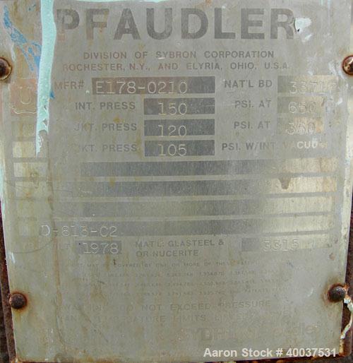 Used- Pfaudler Glass Lined Clamp Top Reactor, 10 Gallon, 3315 Glass, Vertical. Approximately 16'' diameter x 16'' straight s...