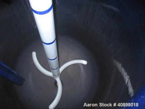Used Pfaudler Glass Lined Reactor, 500 gallon. 9115 glass. Internal rated 100 psi/fv at 450 deg.f., jacket rated 100 psi at 450 deg.f.. 4RW drive with mechanical seal and a 3 blade retreat curve agit...