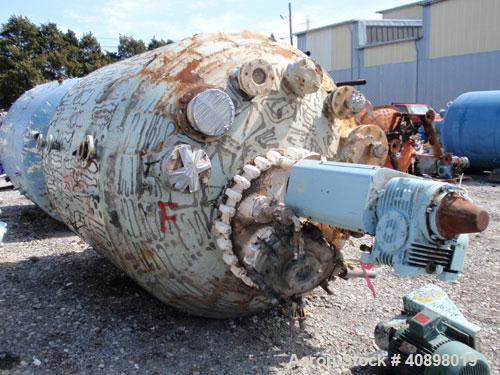 Used Pfaudler Glass Lined Reactor, 2000 Gallon. 9129 glass. Internal rated 100 psi/fv at 450 deg F, jacket rated 90 psi at 450 deg F. 5SRW drive with mechanical seal and a 4 blade Cryolock agitator, ...