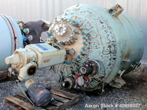 Used Pfaudler Glass Lined Reactor, 1500 Gallon. 9129 white glass with calibration lines. Internal rated 100 psi/fv at 450 deg F, jacket rated 90 psi at 450 deg F. SRW drive with a 4 blade Cryolock ag...