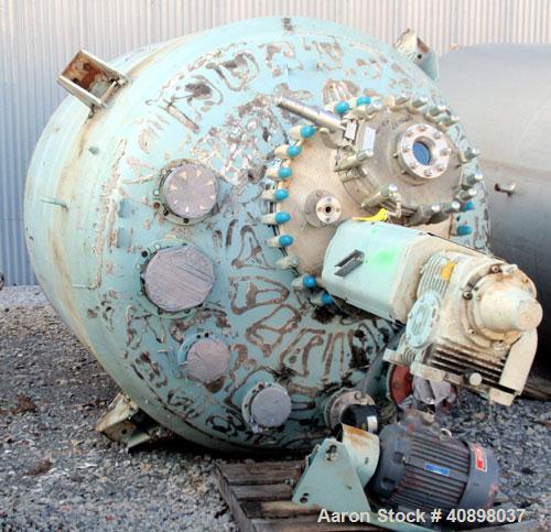 Used Pfaudler Glass Lined Reactor, 1500 Gallon. 9129 white glass with calibration lines. Internal rated 100 psi/fv at 450 deg F, jacket rated 90 psi at 450 deg F. SRW drive with a 4 blade Cryolock ag...