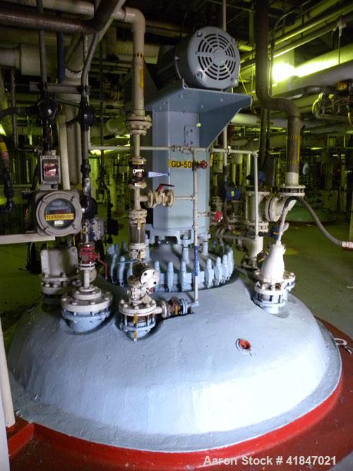 Used Pfaudler Glass Lined Reactor, 3000 gallon, 9129 white glass with calibration lines, vertical. Approximately 96" diameter x 96" straight side. Dished top and bottom. Internal rated 100/FV psi at ...