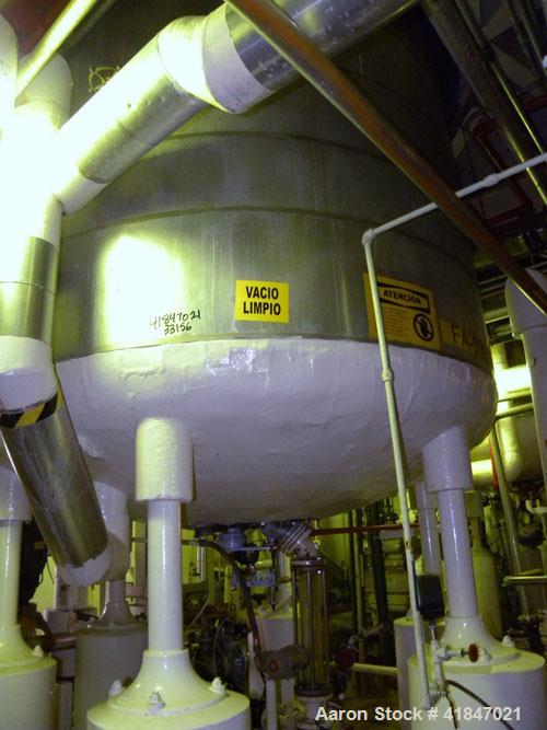 Used Pfaudler Glass Lined Reactor, 3000 gallon, 9129 white glass with calibration lines, vertical. Approximately 96" diameter x 96" straight side. Dished top and bottom. Internal rated 100/FV psi at ...